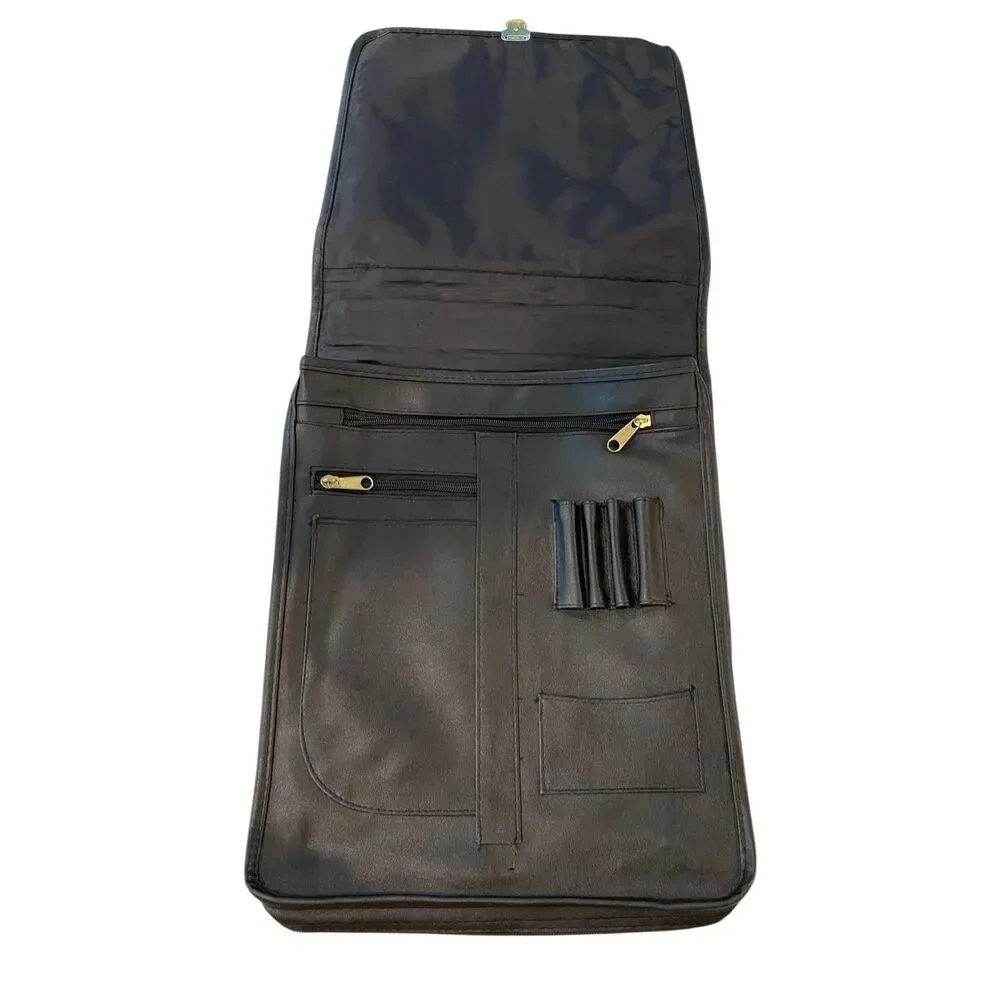 Black Faux Leather Briefcase Portfolio Laptop Case Office Organizer Bag Workwear